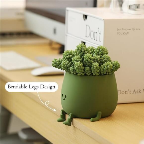 Happy Face Self Watering Planter Pot with Drainage Indoor Outdoor Succulent - Picture 5 of 8